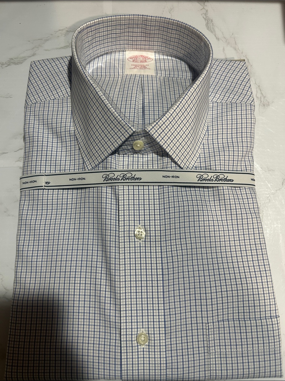 Brooks Brothers Dress Shirt with Blue Windowpane Check